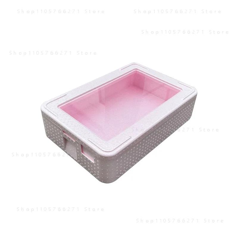Portable Insulated Foam Cooler Box with Transparent Cover - Tiramisu Mold Storage & Food Fresh-Keeping Container