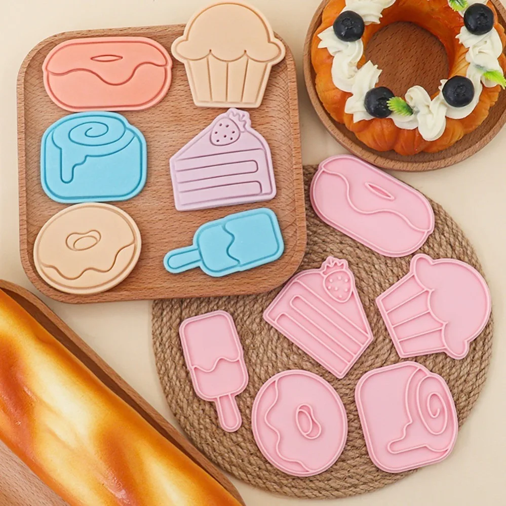 DIY Handmade Cookie Cutters Cartoon Donuts Reusable Stamp Baking Tools for Bakery Shop Lovers