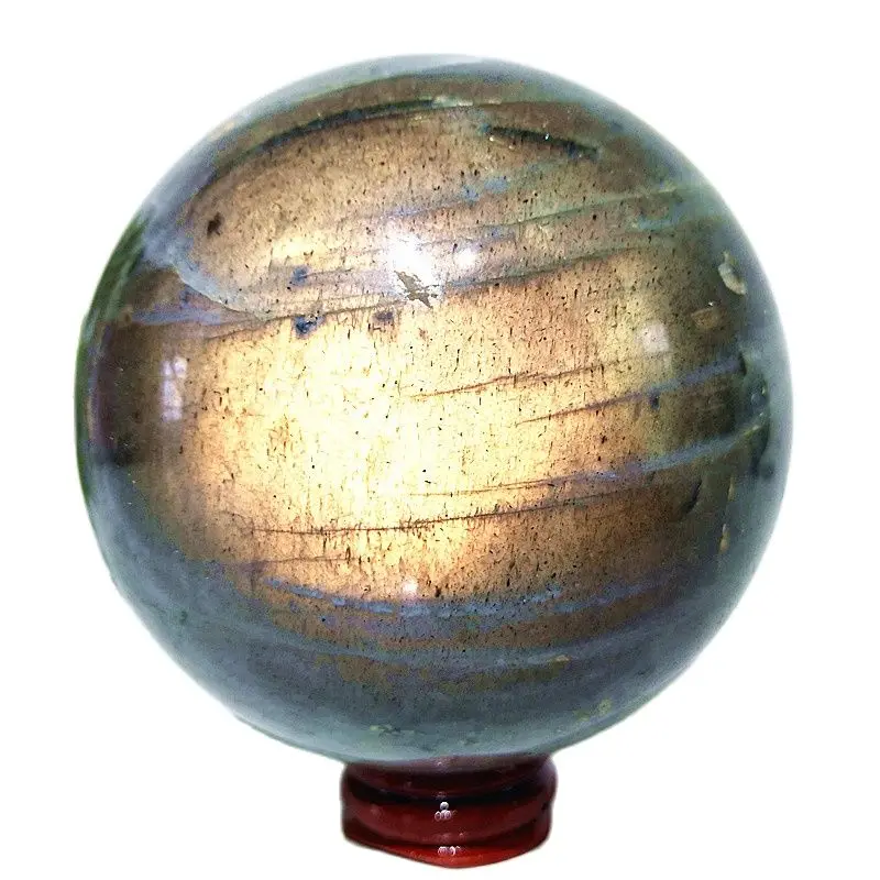 Natural Labradorite Yellow Crystal Ball Biue Stone Sparkling Ornaments Room Decoration Home Witchcraft Spiritual Healing