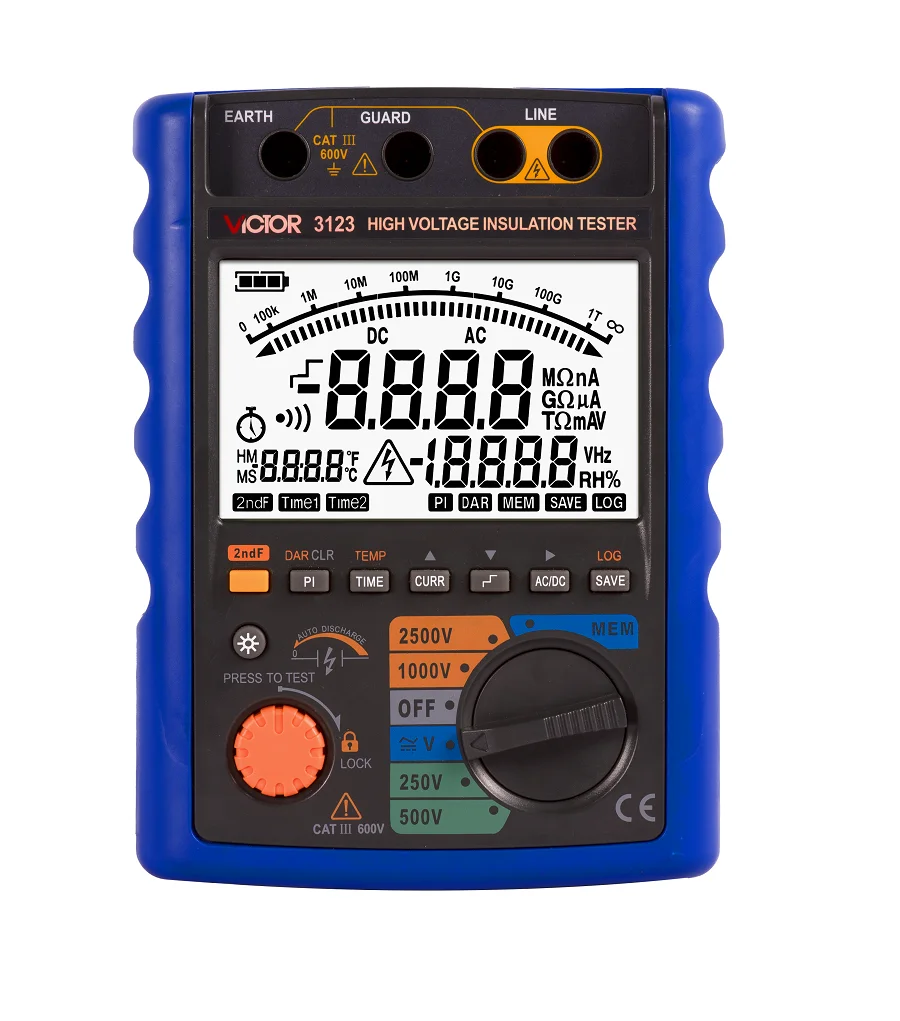 VICTOR 3123 Высокое напряжение Цифровое сопротивление изоляции 9999 Count 250 В/500 В/1000 В/2500 В Тестер измерения напряжения постоянного/переменного тока VICTOR 3123 Высокое напряжение Цифровое сопротивление изоляции 9999 Count 250 В/500 В/1000 В/2500 В Тестер измерения напряжения постоянного/переменного тока