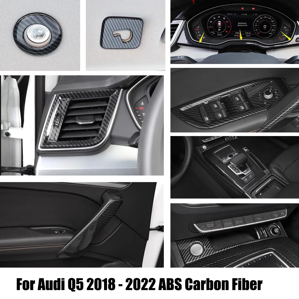 

ABS Carbon For Audi Q5 2018-2022 Car inner door Bowl glass Lift cigarette Lighter Armrest Box gear shift Cover Trim Accessories