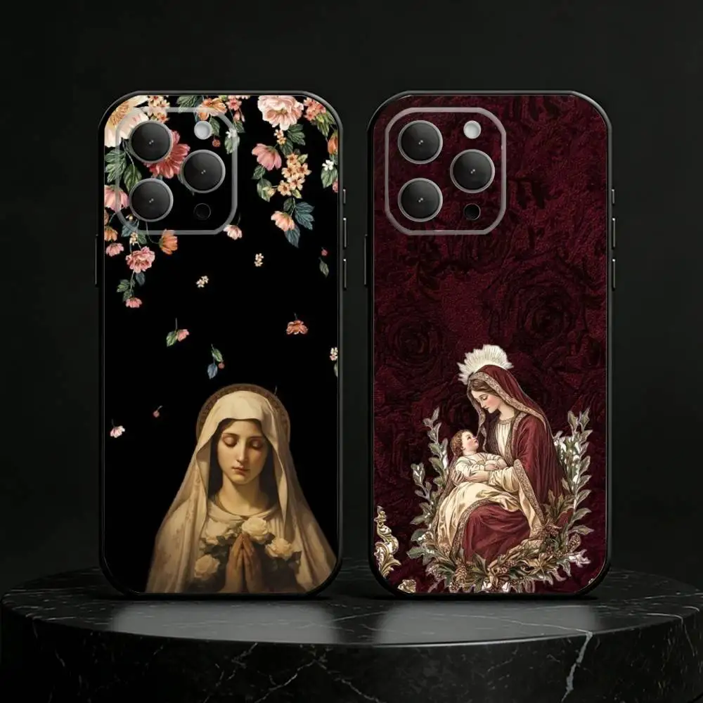 

Virgen Mary Virgin Bible Phone Case For iPhone 17,16,15,14,13,12,11 Plus,Pro Max,SE4Soft Silicone Black Cover