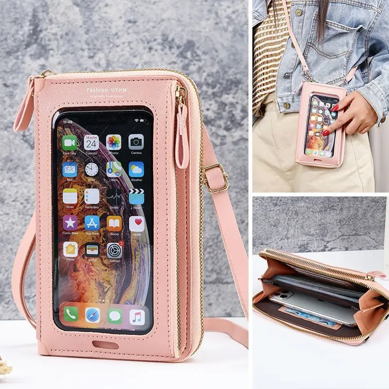 New Touchable Screen Phone Bag Women Messenger Bag Anti Theft Multifunctional Shoulder Bag Mini Transparent Wallet