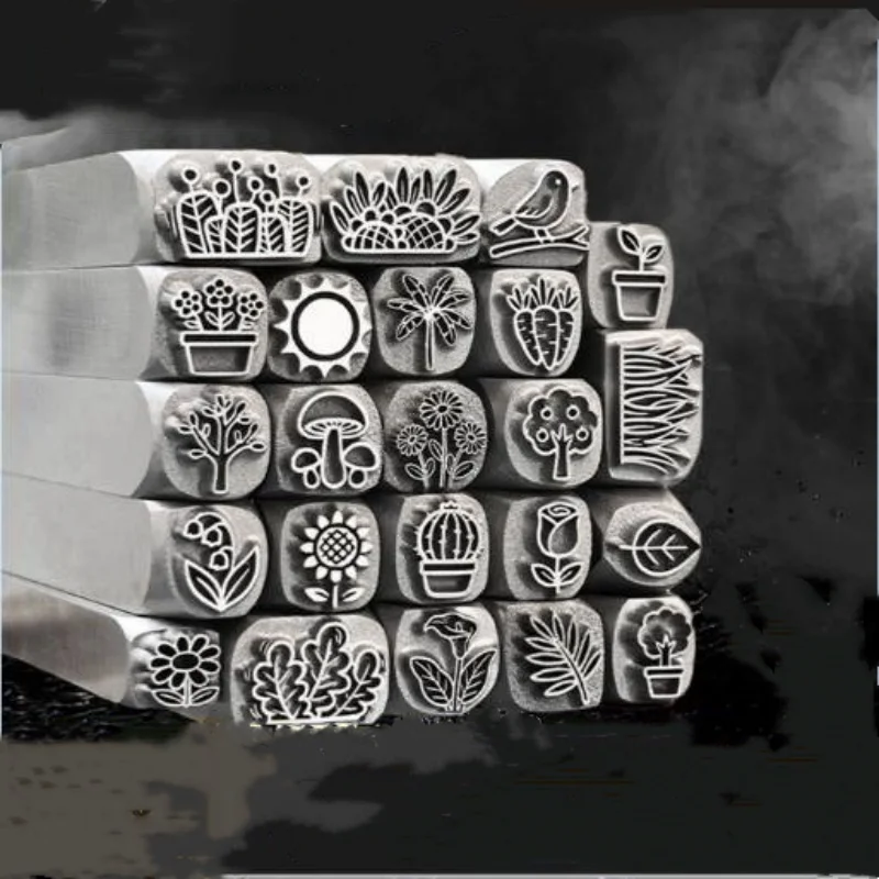 Jewelry Stamps, Various Botanical Designs, Steel Stamps, Gold and Silver Bracelet Chiseling Molds, Gold-Beating Tools