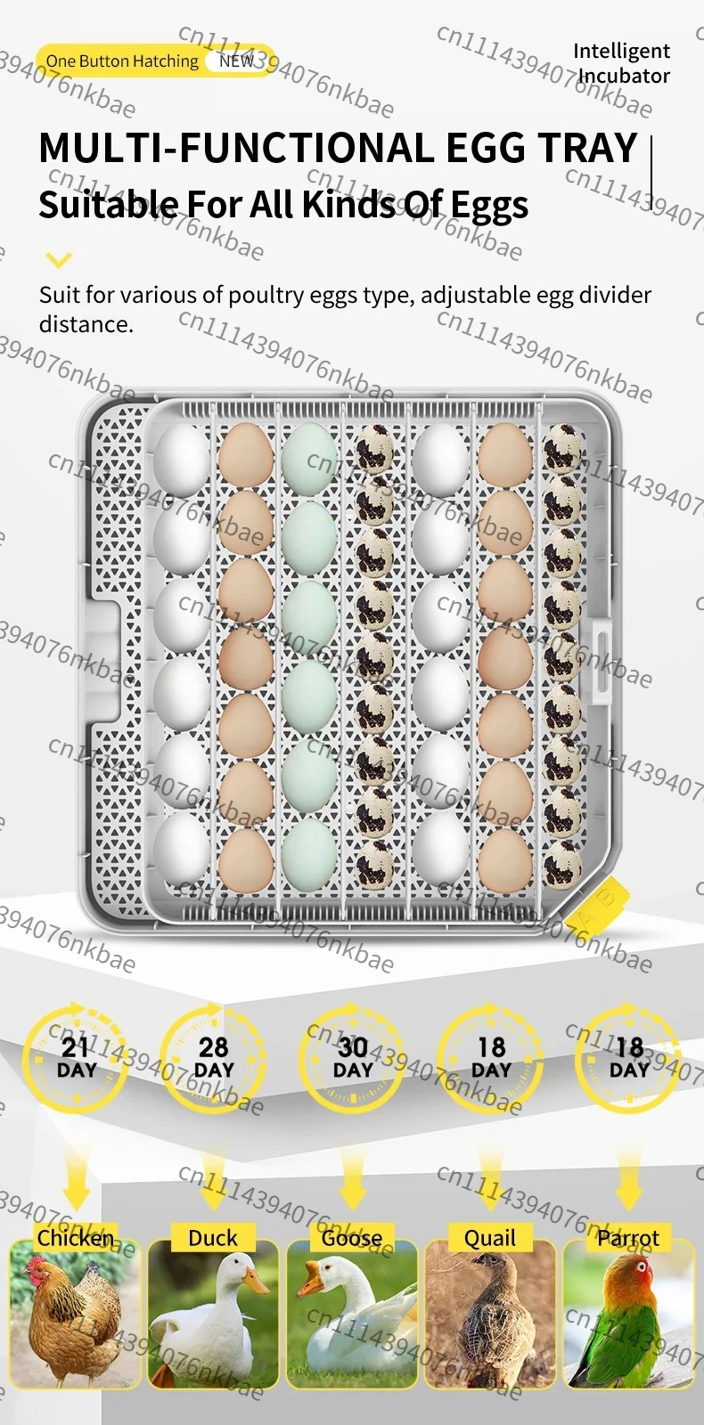 Fully Automatic 48 Egg Incubator, Setter & Hatcher Combined Egg Hatching Machine for Chicken Poultry Eggs