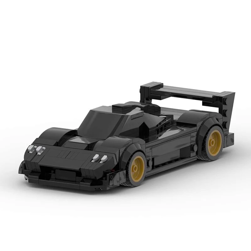 Juego de bloques de construcción de coche de carreras para niños, juguete de construcción de coche deportivo de MOC-56638, color negro, rompecabezas creativo