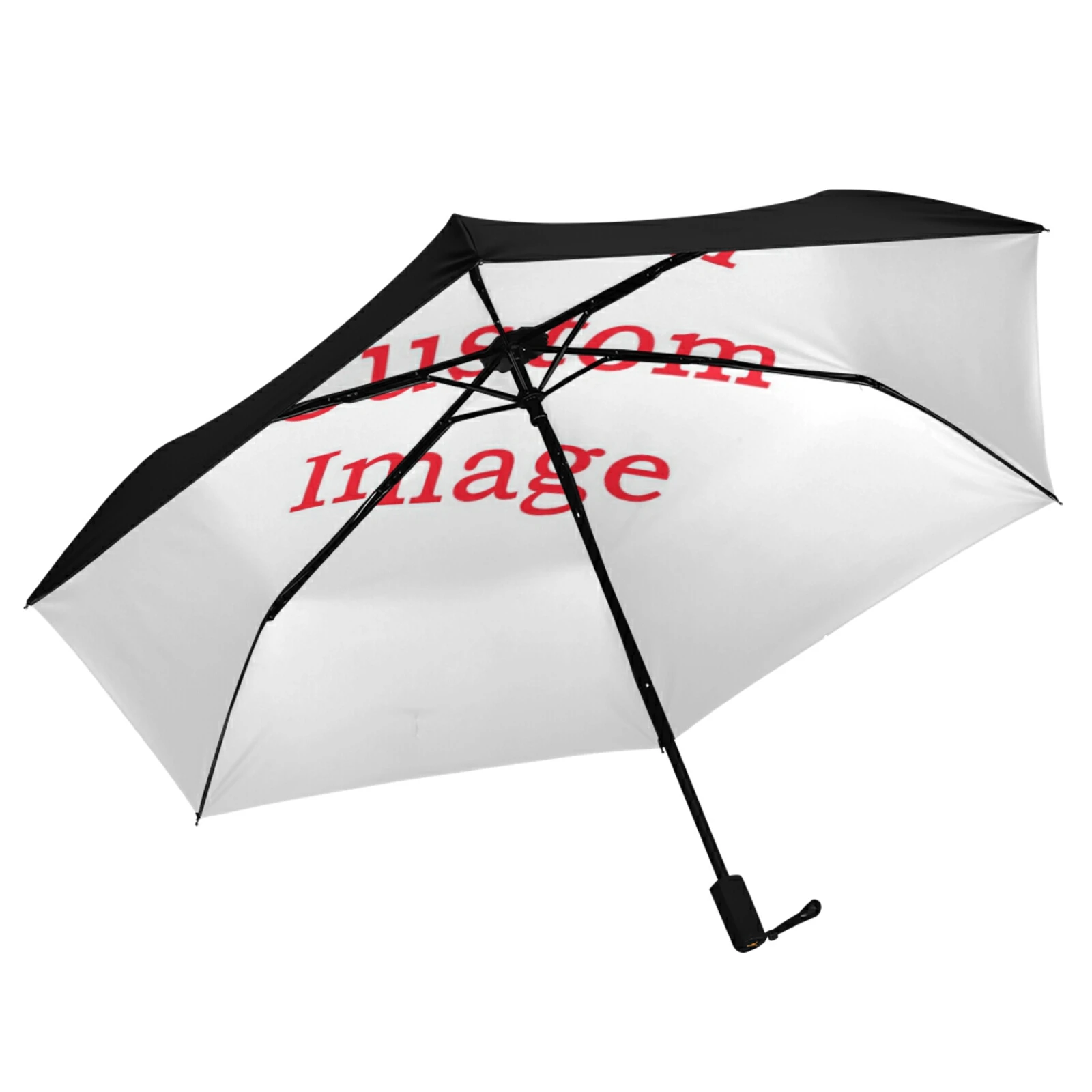 Lightweight Three Folding Umbrella Parasol Custom Pattern Sun Protection Women\'s Rain Umbrella Outside Black Coating 6 Ribs