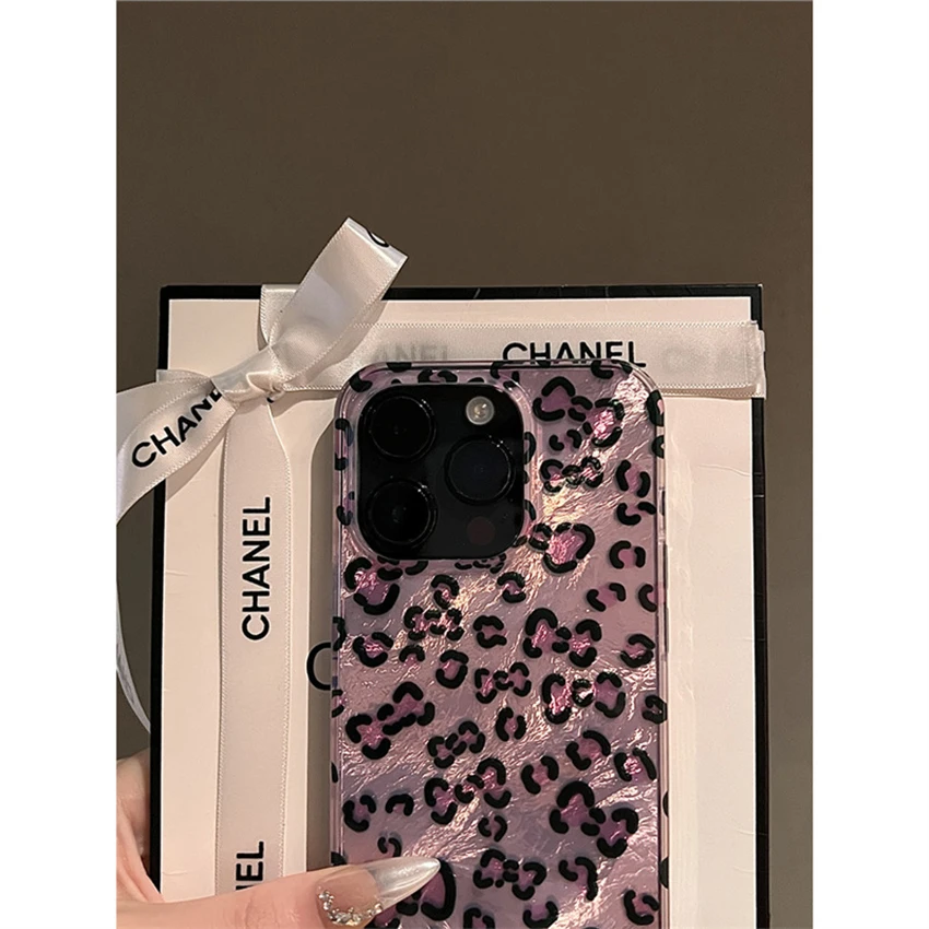 핑크 레오파드 프린트 아이폰 16 15 14 13 Pro 12 11 Max Plus 16Pro 컬러풀 폰 케이스 퍼플 15Pro 커버 하드 쉘