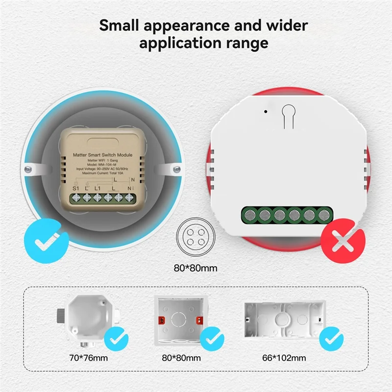 SUNRI-Tuya Wifi Matter Smart Switch Module Mini Relay Timer Spraakbesturing App Afstandsbediening Werk met Alexa Google Home