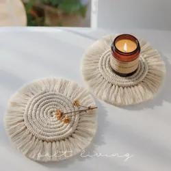 2pcs Table Mat Set Non-Slip Bowl Pad Round Cotton Coaster Set Dining Table Placemats Modern Home Decoration Accessories