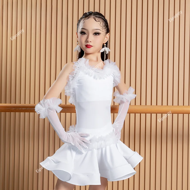 Vestido de baile latino de Tango Rumba para niñas, vestidos de baile de salón de competición, traje de rendimiento para niños, Ropa de baile de Samba para niñas