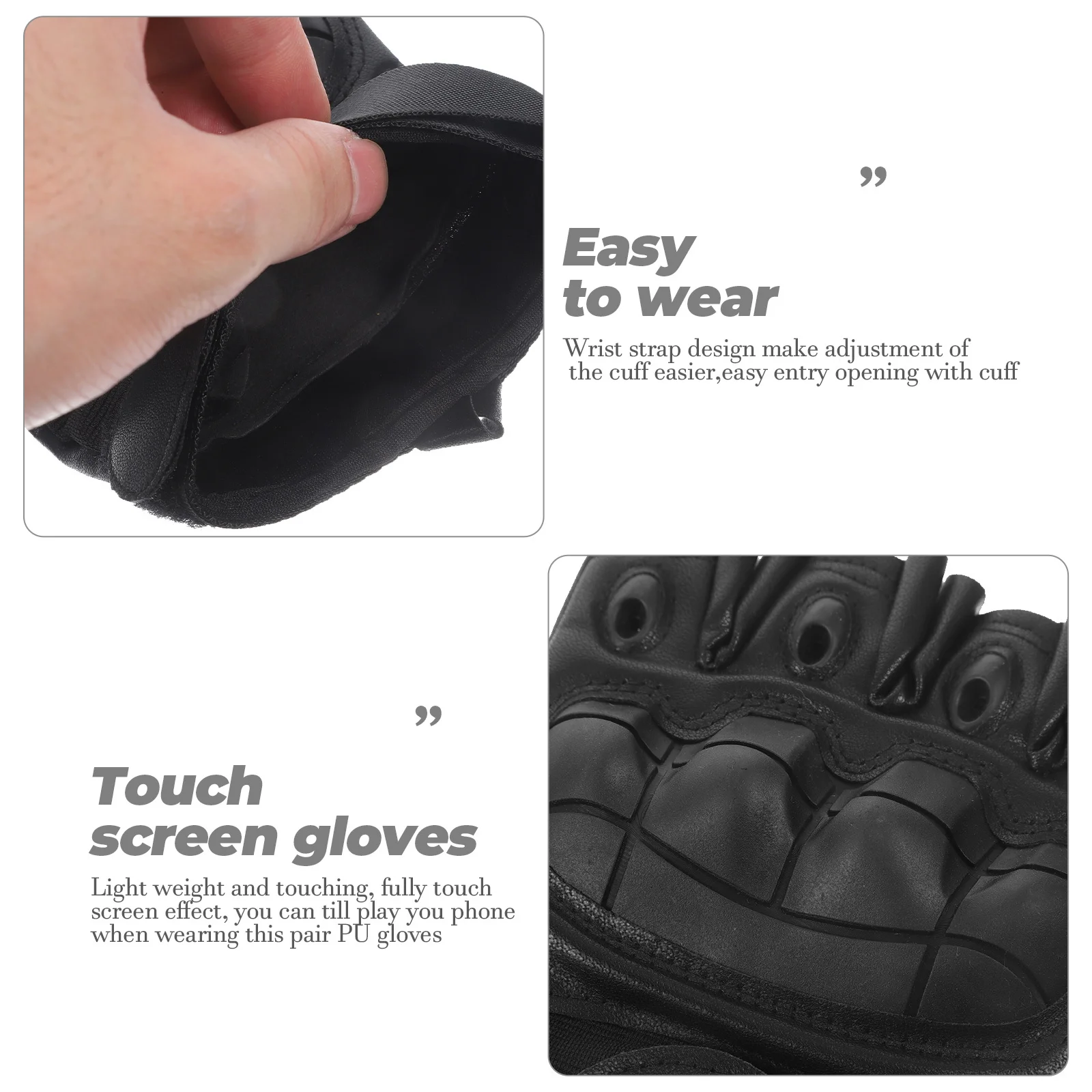 Premium Material Windproof Gloves Touch Screen Effect Black Size L for Business Men Outdoor Activities Driving Cycling