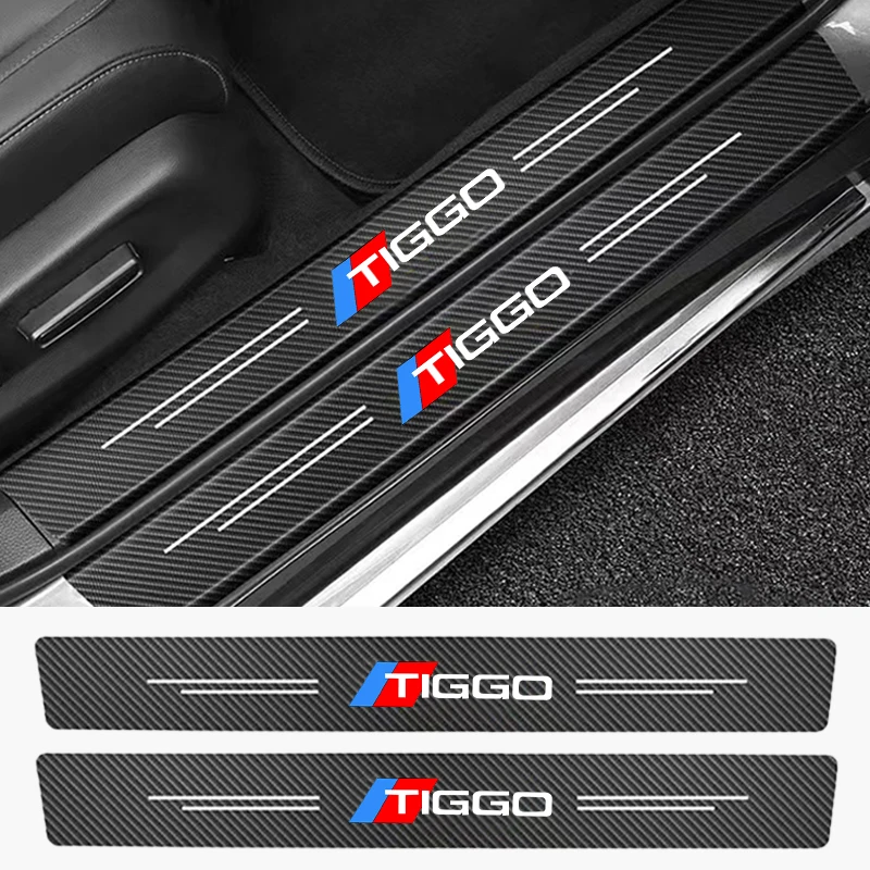 4pcs Car Door Sill Guard Stickers For Chery Tiggo 2 3 5 7 8 PRO Threshold Pedal Anti Scratch Decals Accessories