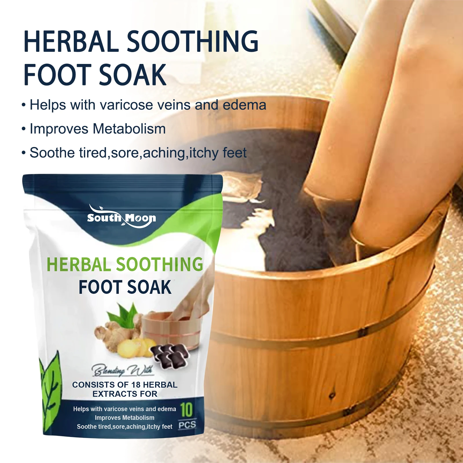 10pcs Foot Bath Gel Natural Herbal Foot Soak Beads Dehumidification Detox Relieve Fatigue Nourish Leg Care SPA Relax Feet Bath
