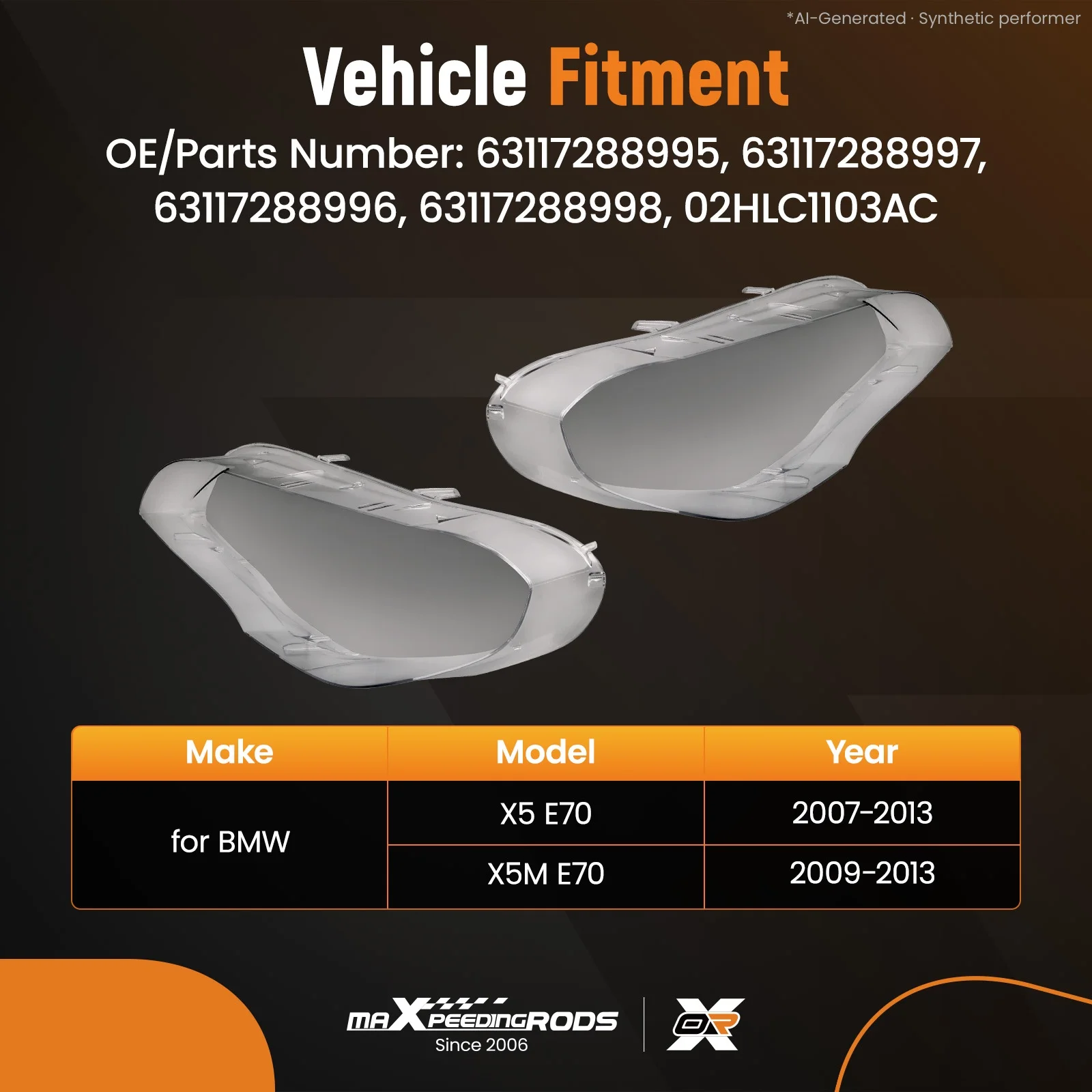 Left Right Side Headlight Lamp Lens Cover For BMW E70 2009-2013 63117288998