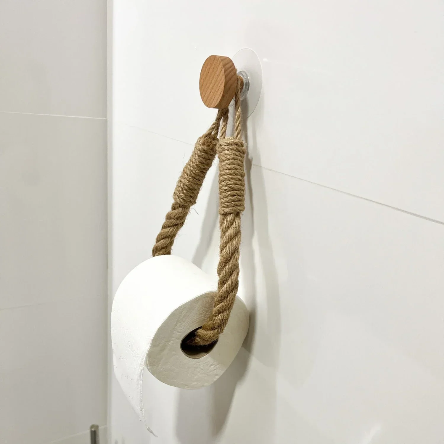 Nail-free Sticker Towel Rack Bathroom Wooden Hook Paper Towel Rack Bathroom Toilet Accessories Set Paper Holder Wooden hook