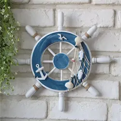 Marine Style Wood Ship Wheel Boat Steering Rudder Mediterranean Ornament Nautical Theme Birthday Party Kids Home Decorations