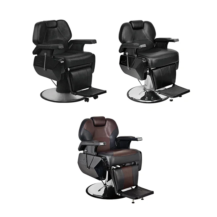 Hot Reclining Hydraulic Barbershop Barbering Equipment Furniture Haircut Chair Men Chair For Sale Metal PU Salon Furniture 1pcs