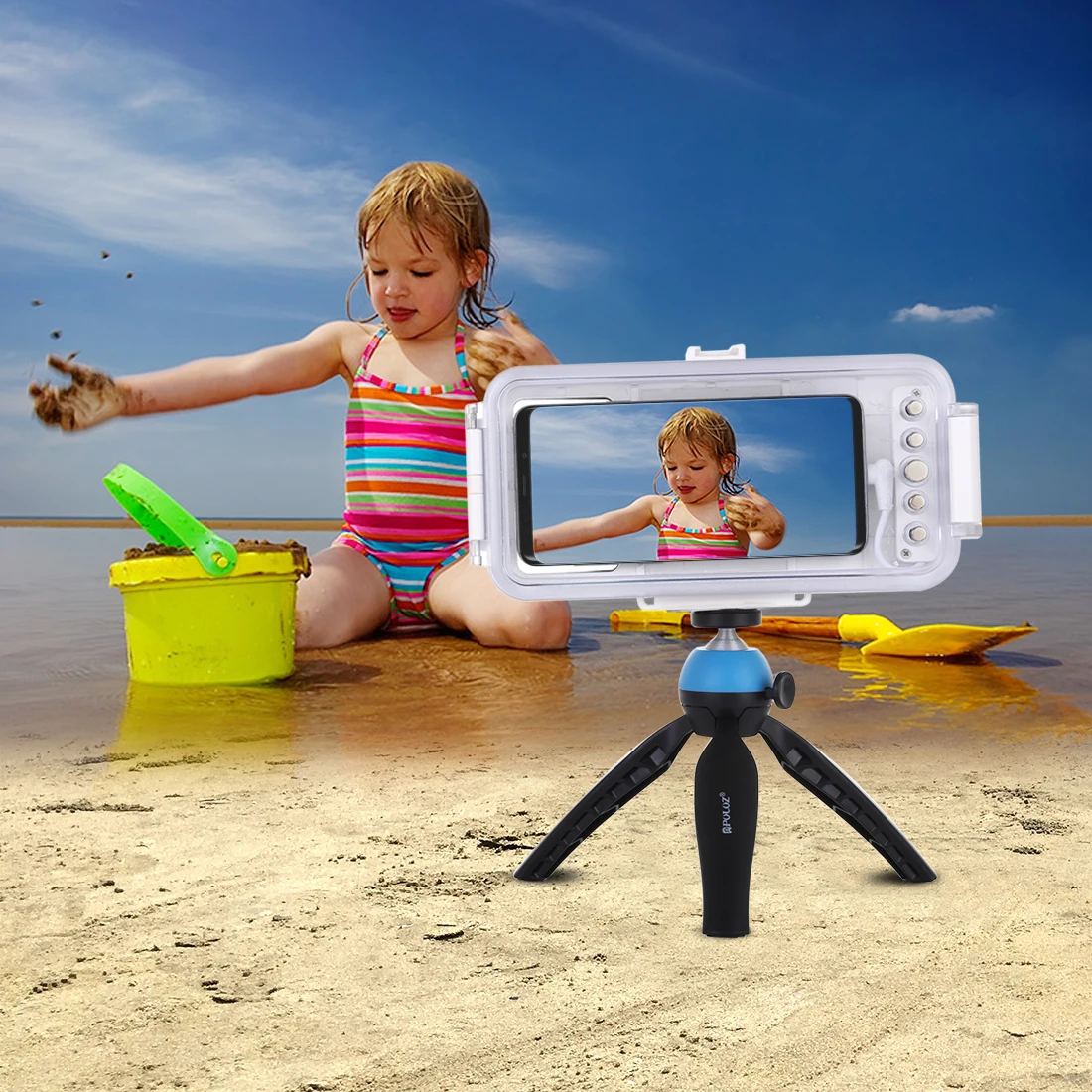 Puluz-capa impermeável subaquática para telefone, caso para mergulho, foto, vídeo, para galaxy, huawei, otg, com porta tipo c, 45m