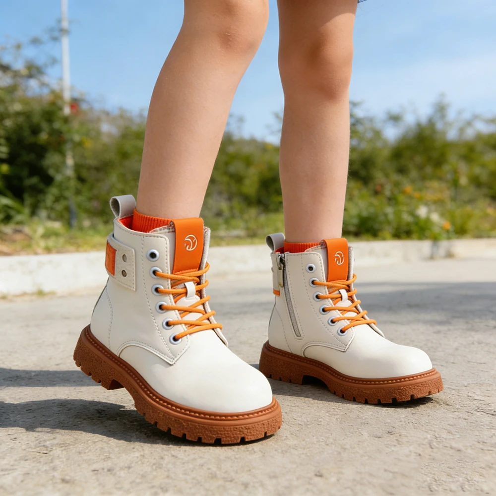 

Girls Fashion Ankle Boots Kids Boots Soft Sole Non-Slip Rubber Sole Side Zipper PU Leather Love Heart Pink Boots for Girls