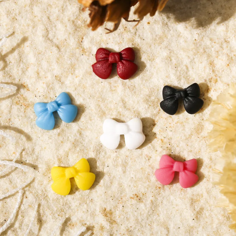 30 teile/beutel Kawaii Mini Bär Bogen 3D Nette Nail art Dekorationen Macaron Matte Bären Nägel Charms Designs DIY Harz Nagel zubehör – Detail 8