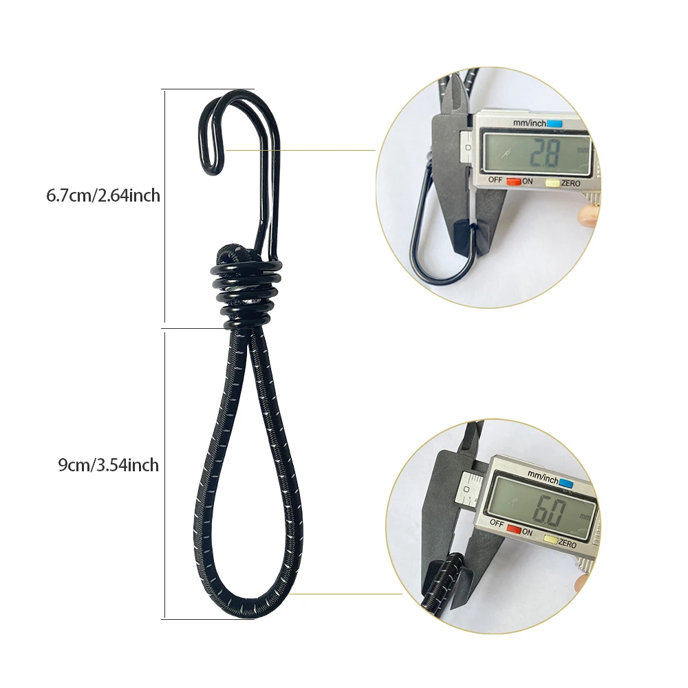 번지코드 후크 녹 방지 페인트 나선형 와이어 후크, 분리형 반사 탄성 로프 후크, 캠핑 트럭 텐트용, 10 개