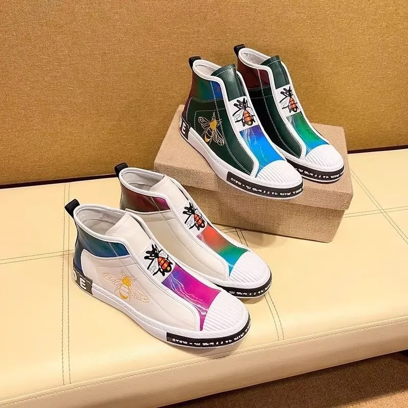 

Новые кеды с вышивкой, мужские туфли из натуральной кожи, высокие спортивные кроссовки, лоферы на мягкой подошве 3