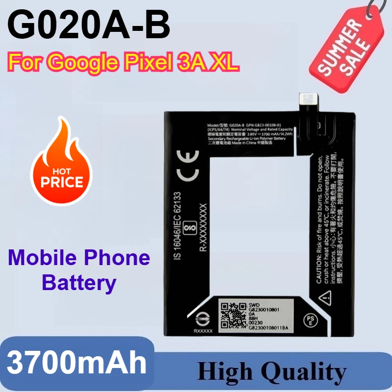 100% New G020A-B 3.85V 3700mAh Replacement Battery For HTC Google Pixel 3A XL Mobile Phone Batteries