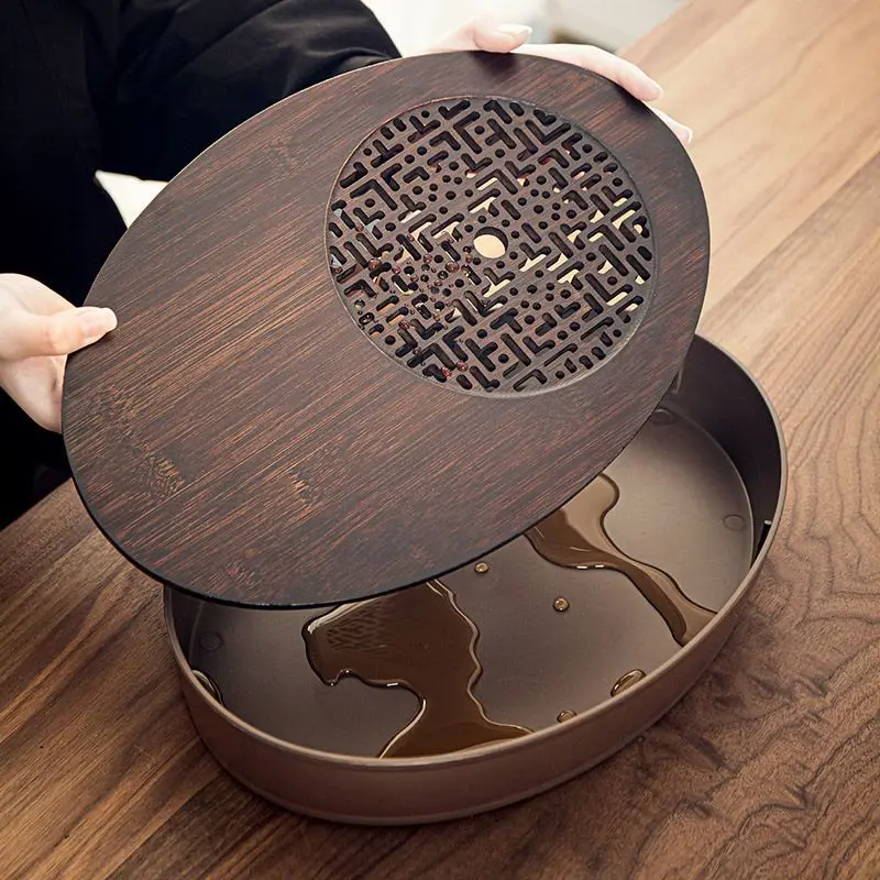 

Bamboo Tea Tray Home Simple Office Single Tea Table Tray Drain Water Storage Kung Fu Tea Set Chinese Size Tea Tray