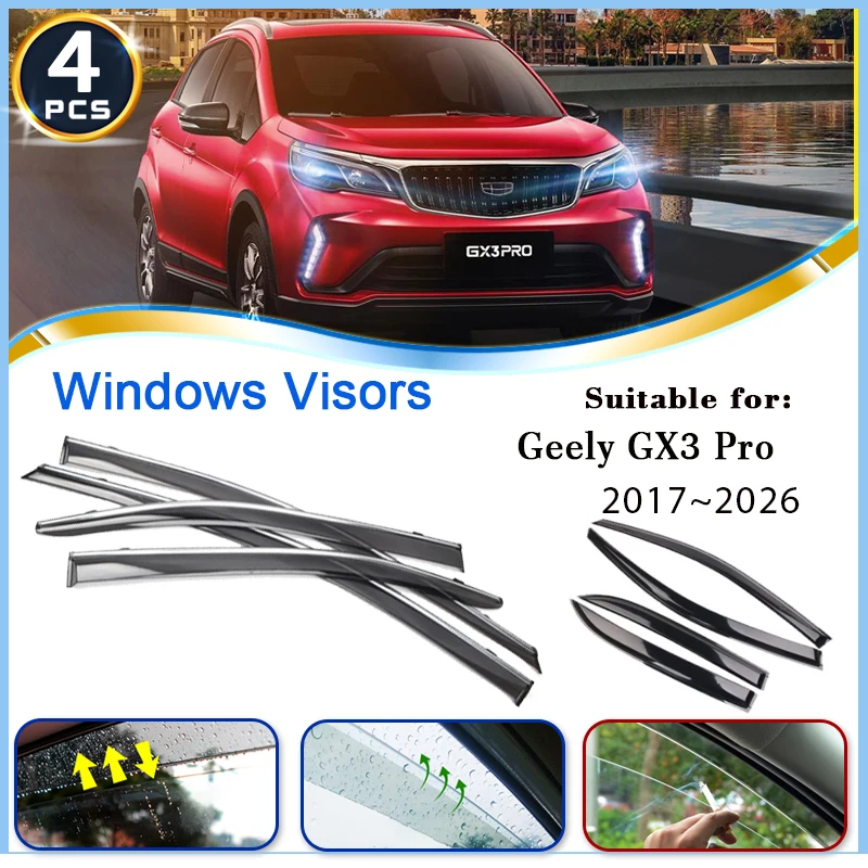 

Car Window Visors For Geely GX3 Pro Yuanjing X3 2017~2026 Rainproof Window Deflector Windshields Guards Awnings Auto Accessories