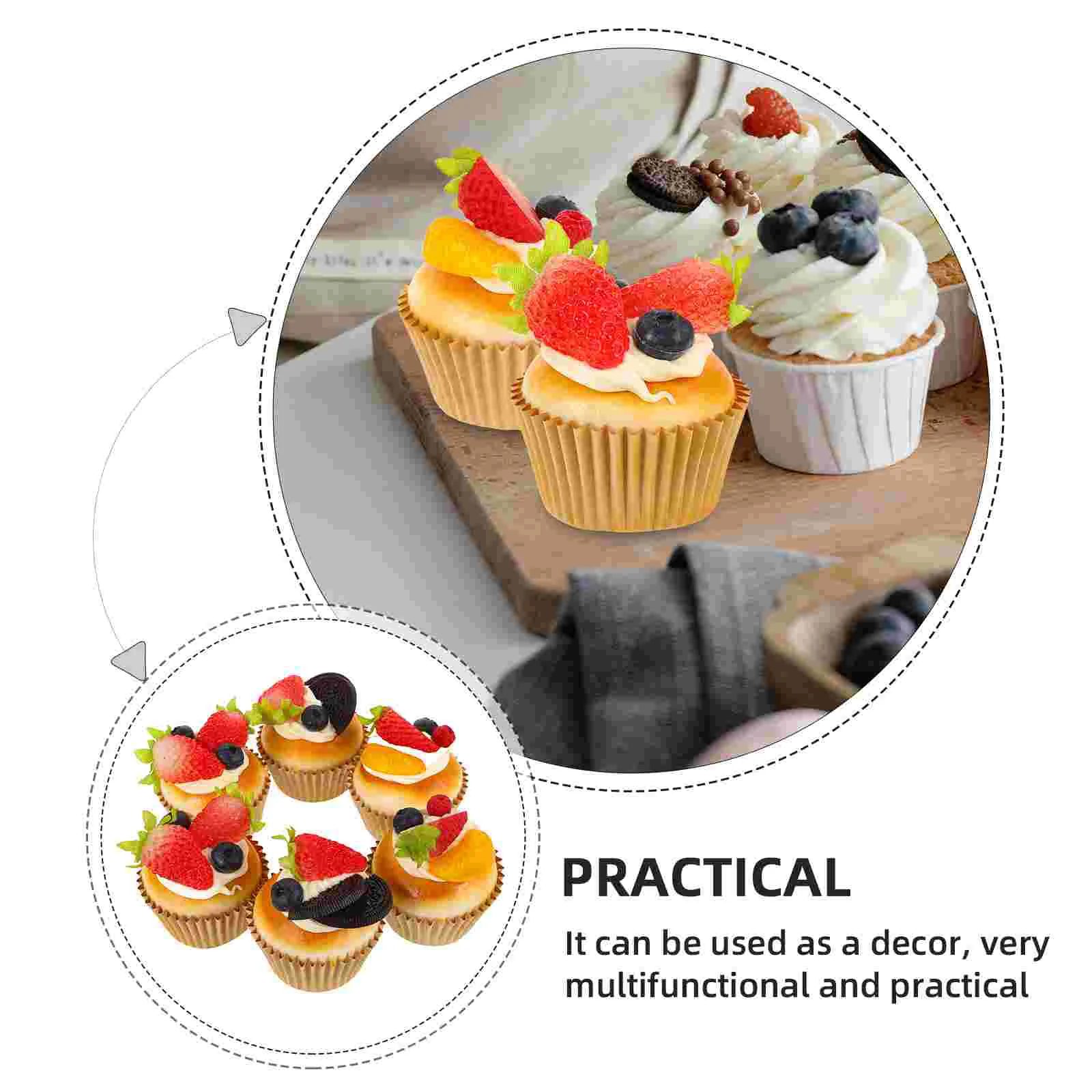 6 Pcs Simulation Cake Model Cupcake Fake Cakes Home Supplies Toy Restaurant Props Pu Models Photo Realistic Food