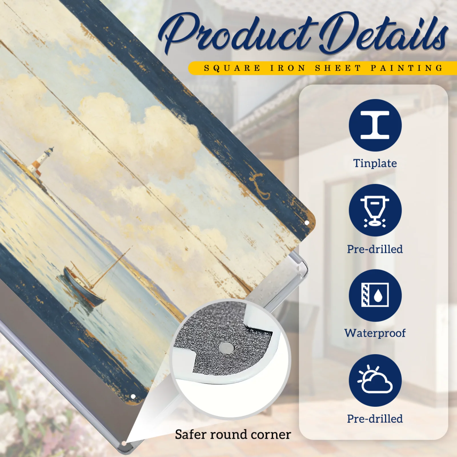 Vintage'owa, postarzana metalo – Home Decor Nautical recenzja i cena