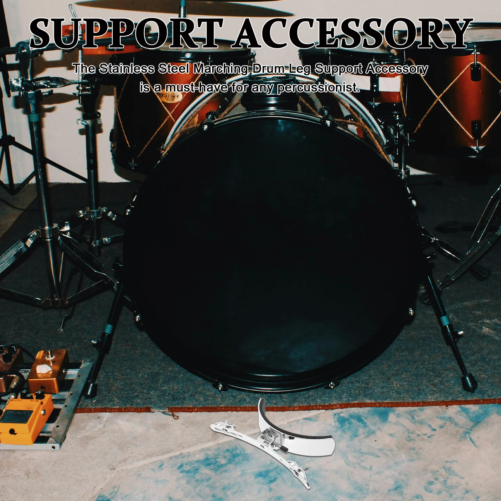

1pcs Drum Leg Support Accessories Durable Stainless Steel for Marching Drums Snare Metal Rest Shaped Easy Install Various Drum