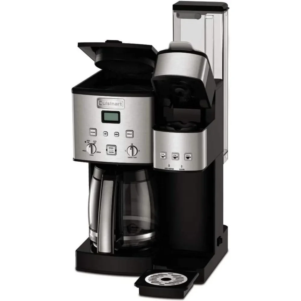 Cuisinart Single Serve + 12 Cup Coffee Maker, Offers 3-Sizes: 6-Ounces, 8-Ounces and 10-Ounces, Stainless Steel, SS-15P1