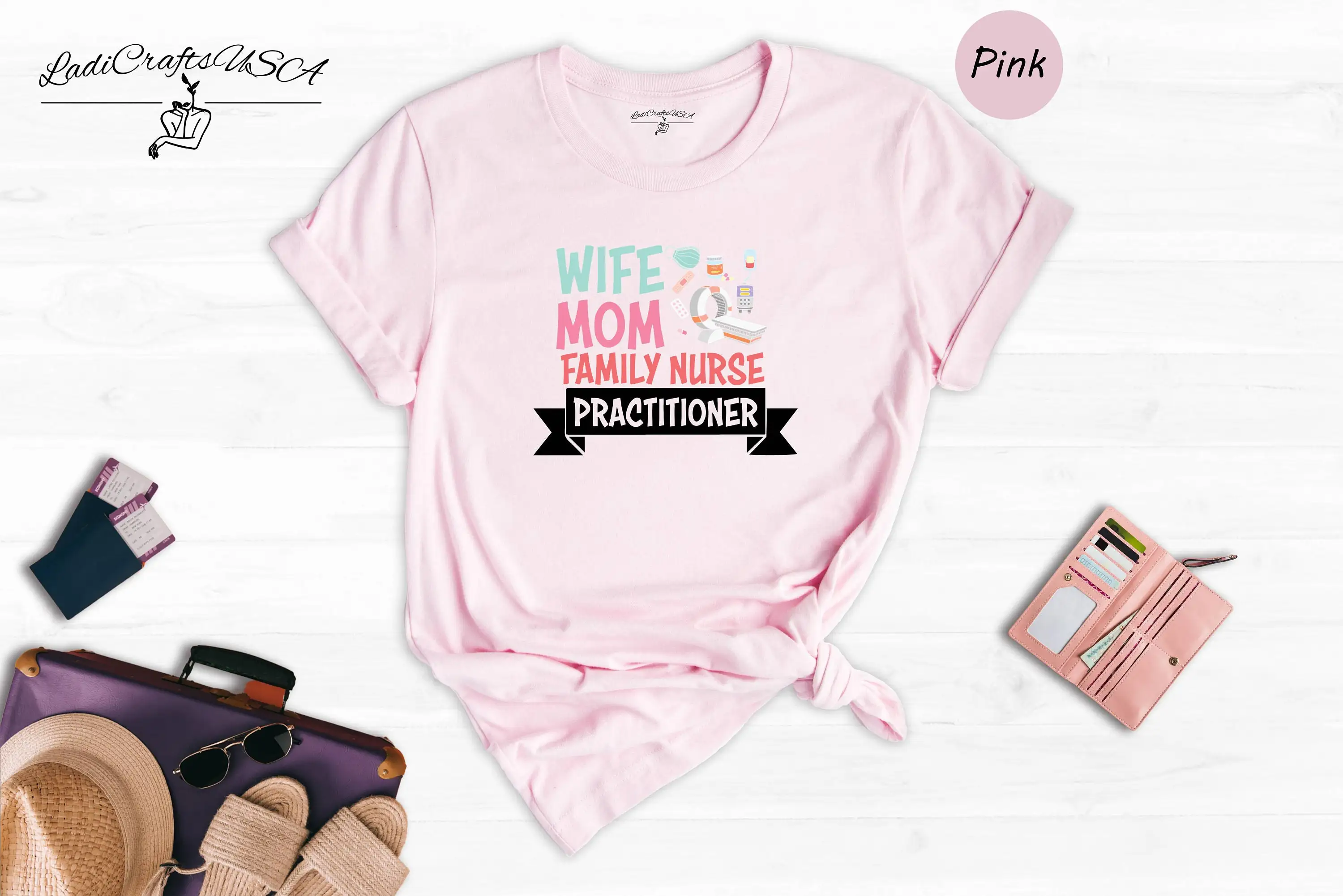 Wife Mom Family Nurse Practitioner T Shirt Proud Registered