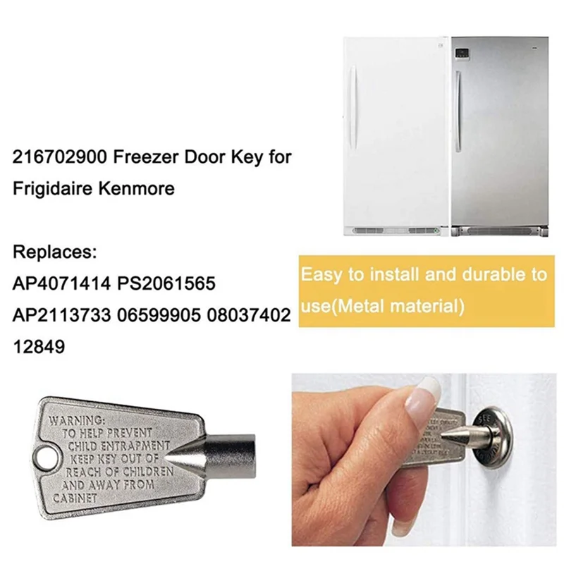 냉동고 문짝 키, Frigidaire Kenmore 216702900 AP4071414 PS2061565 AP2113733 AP4301346 PS1991481 06599905, 2 개