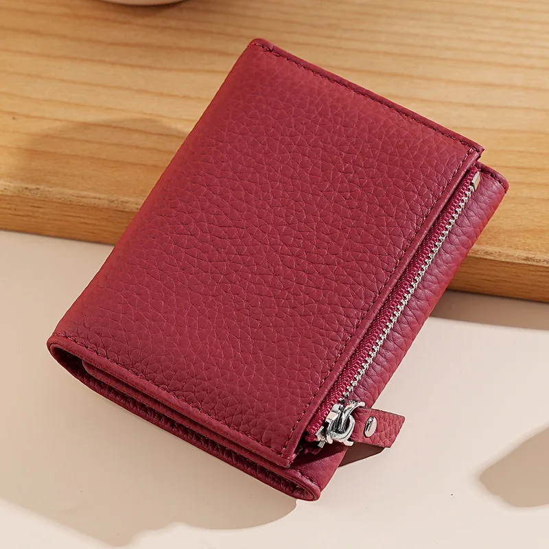 2025 New Short Genuine Leather Wallet Woman RFID Ladies Real Cow Leather Purse Mini Card Holder Clutch Bag