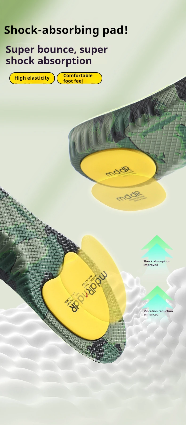 Neue, hochelastische, stoßdämpfende Einlegesohlen, atmungsaktiv, rutschfest, für Sport, mit Fußgewölbestütze, orthopädische Schuhpolster, 1 Paar. – Detail 2