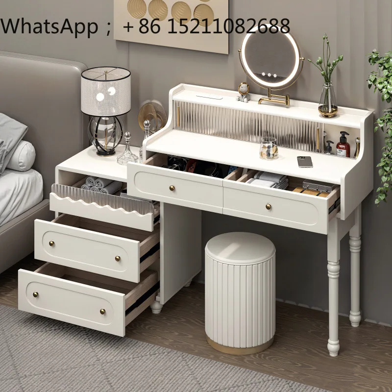SCY solid wood paint dresser chest cabinet integrated cream style simple light luxury dresser advanced makeup table