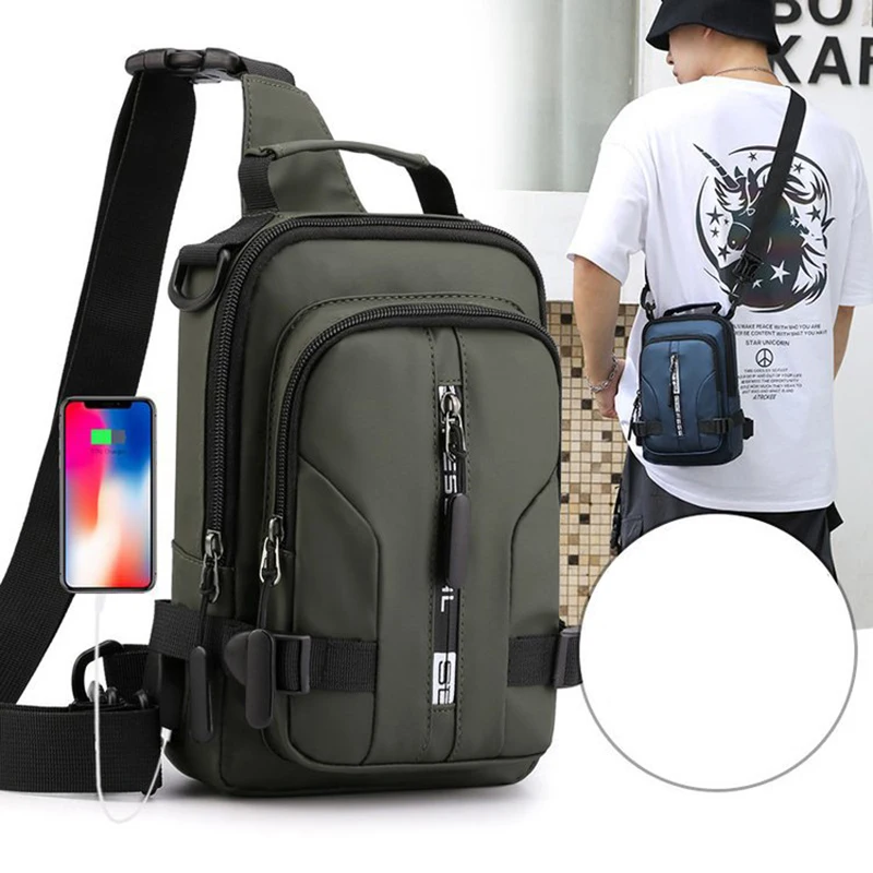 Men Multifunction USB Shoulder Bag Crossbody Bags Chest Bags Waterproof Travel Backpack Men Messenger Pack 2023