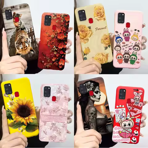 Case For Samsung A21S Colorful Flower Cartoon Silicone Soft TPU Phone Back Cover For Samsung Galaxy A21S Cases A 21S A217F Funda