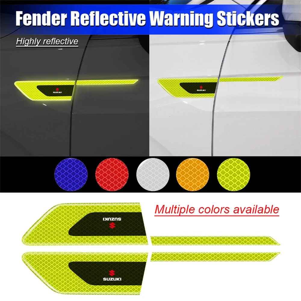 Car Reflective Decor Decal Fender Anti-Scratch Safety Warning Sticker For Suzuki SX4 Swift Alto Liane Grand Vitara Jimny S-cross - view 3