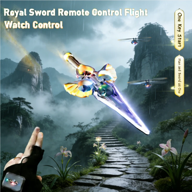 

RC Летающий меч-планер-дрон со светодиодной подсветкой — 3-скоростной трюковый полет, ручная волна и режим контроллера для детей, подростков, взрослых