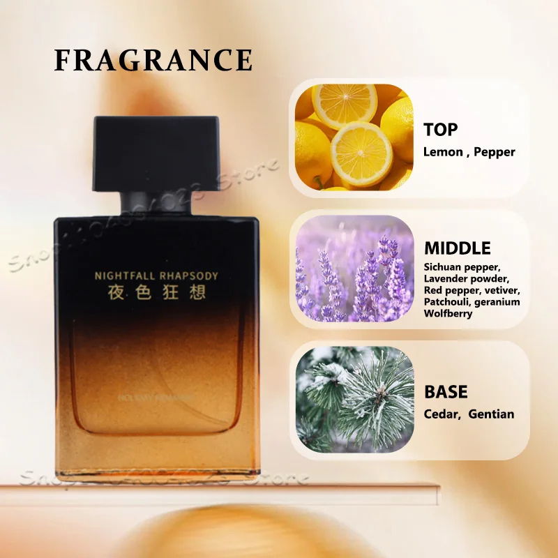 Nightfall Rhapsody Pheromone Men Eau De Parfum Woody Floral Scent Perfume Long-lasting Fragrance Masculine Charm Attract Women