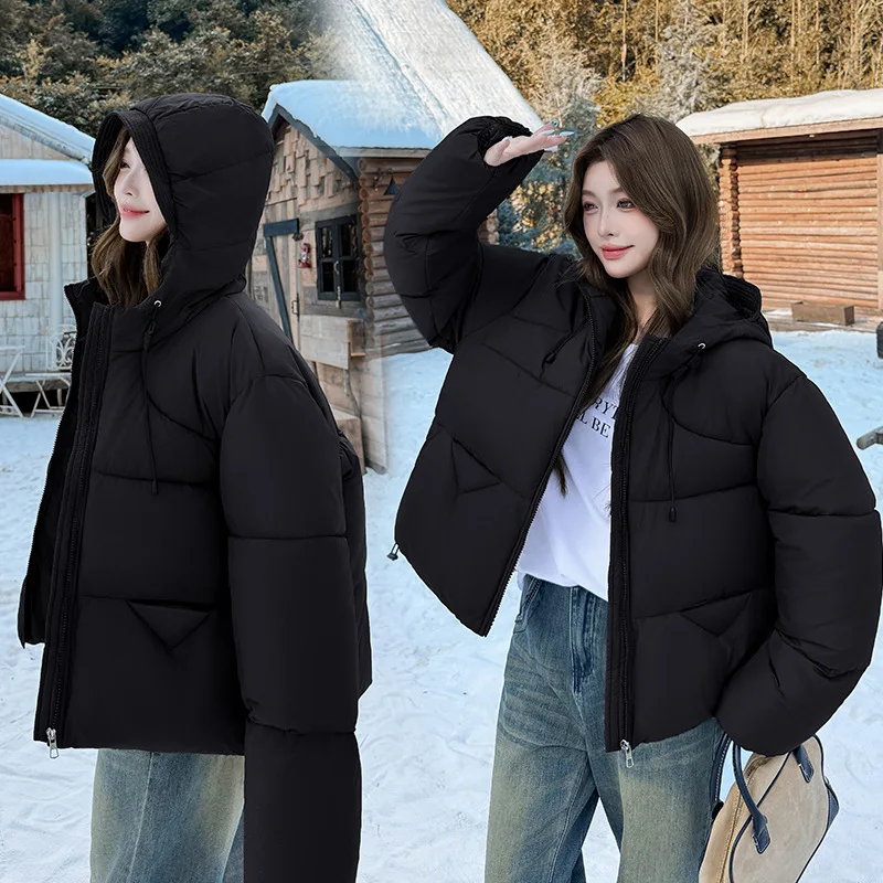 PinkyIsBlack 2025 New Short Parkas Women Warm Winter Hooded Down Cotton Jacket Elegant Women Clothes Winter Puffer Jacket Coat