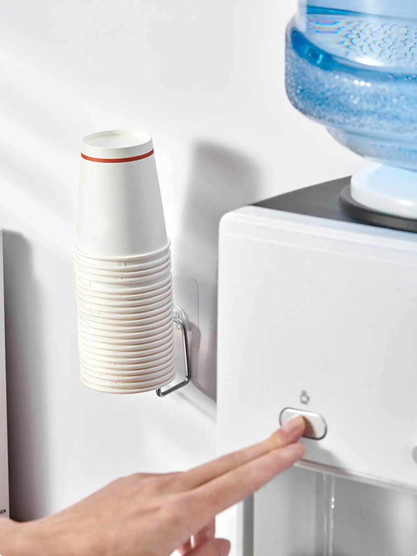 WORTHBUY Stainless Steel Disposable Paper Cup Holder Wall Mounted Punch Free Water Cup Storage Rack Kitchen Paper Cup Organizer