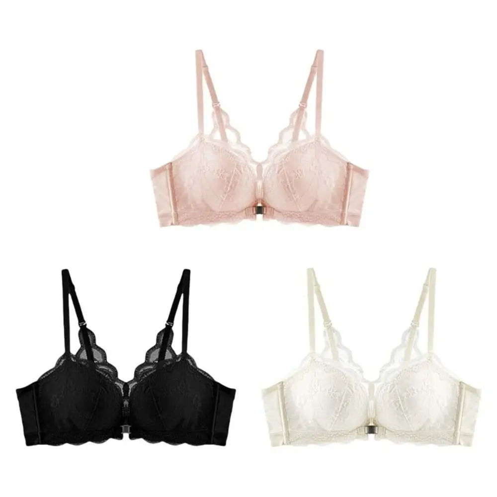 Lace Lingerie Wireless Deep V Bra Close-fitting Front Buckle Push Up Underwear Adjustable Shockproof Seamless Bras Girls Women image 5