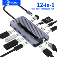 12-in-1 M.2 SSD Enclosure Hub USB C Docking Station USB  Husb TYPE C to HDMI Adapter 4K60Hz 1000Mbps PD100W USB3.0 For Macbook