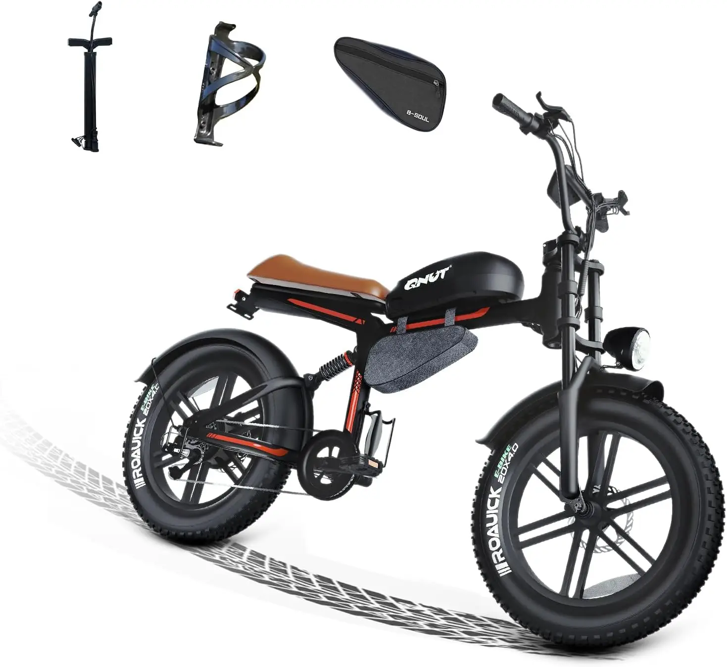 

Qnut Electric Bike for Adults 28Mph 1500W, Moped Style Ebike with Fat Tire 48v 18Ah Battery 60 Miles 7 Speed Commuting E-Bike