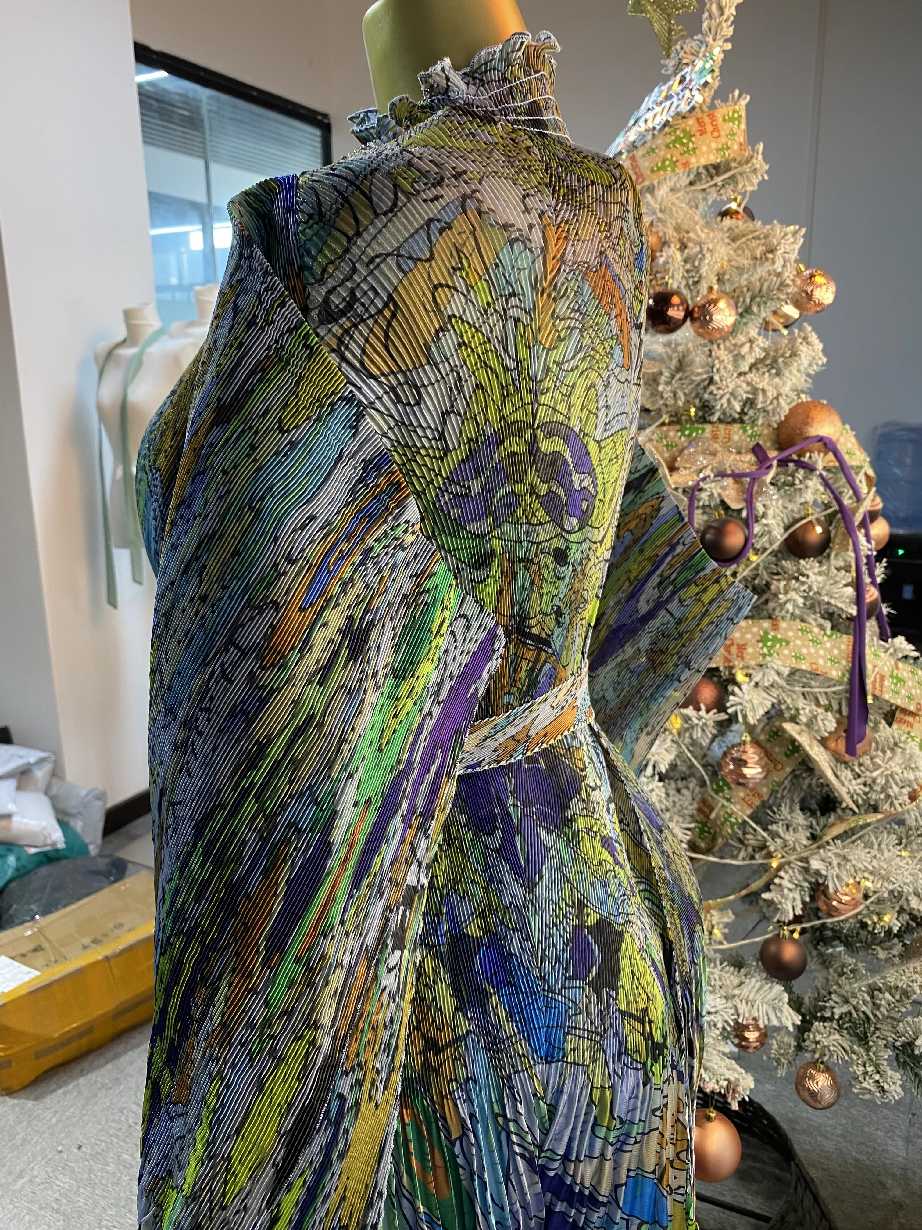 2025 trajes africanos con estampado plisado moda mujer suelta novedad de verano dress-GZMM085